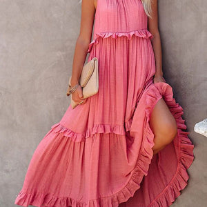 New Holiday Ruffled Long Dress Women