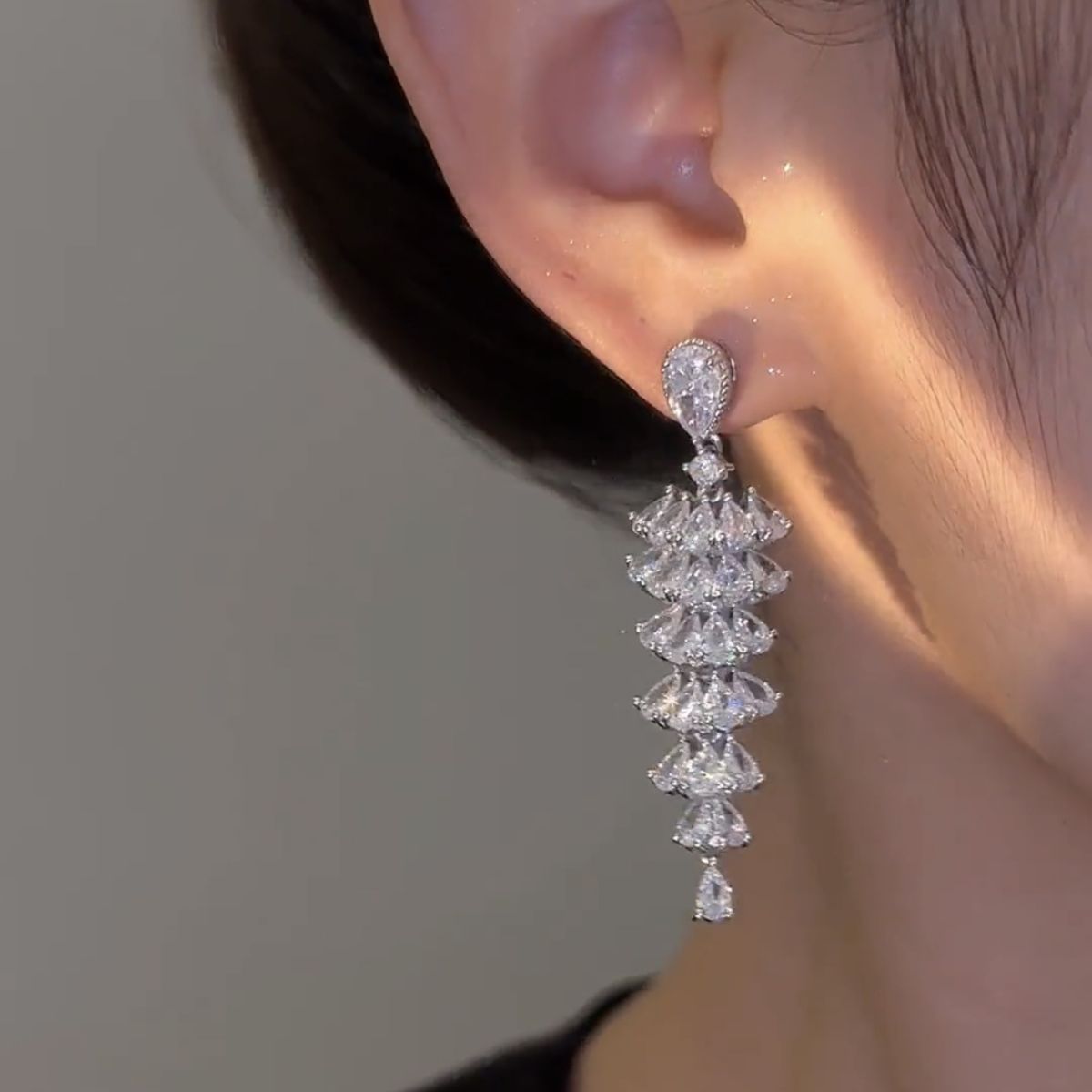 Sparkling Zircon Christmas Tree Drop Earrings For Women Trendy
