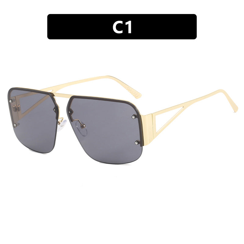 Fashion Retro Semi-rimless Square Sunglasses