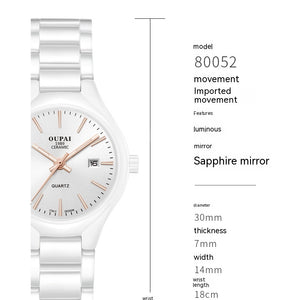White Ceramic Women's Watch Simple Temperament