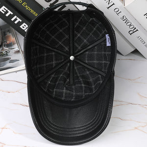 Leather Hat Autumn And Winter Men's Sheepskin Outdoor Sun-proof Leather Baseball Cap
