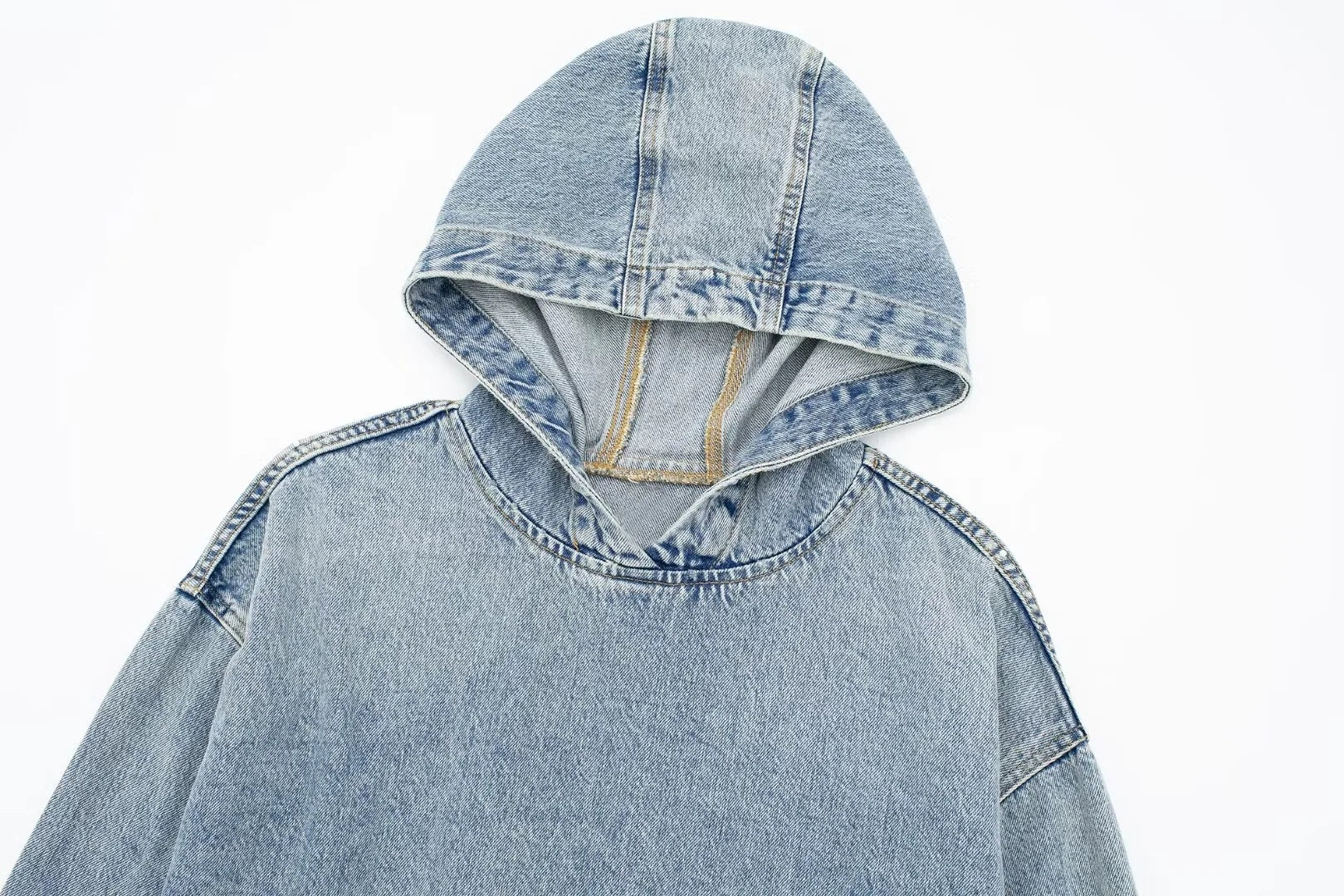 Versatile Casual Hooded Denim Hoodie