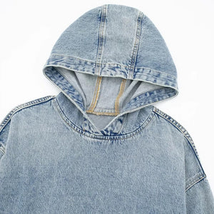 Versatile Casual Hooded Denim Hoodie