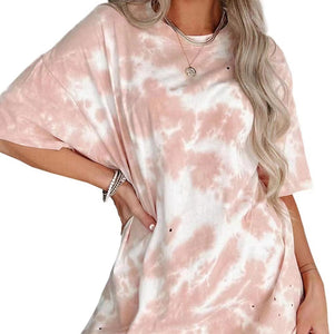 Tie-dye Sun Printed Loose T-shirt Women's Top