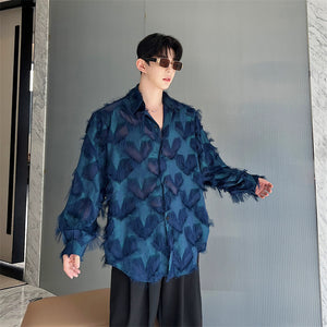 Heart-shaped Tassel Hollow-out Senior Sense Of Design Shirt Men's Autumn Fashion Loose Personality