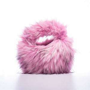 Artificial Raccoon Fur Ball Bag Plush Unique Punk Style Y2g