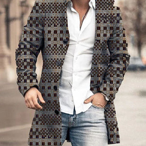 Men's Woolen Stand Collar Mid-length Trench Coat