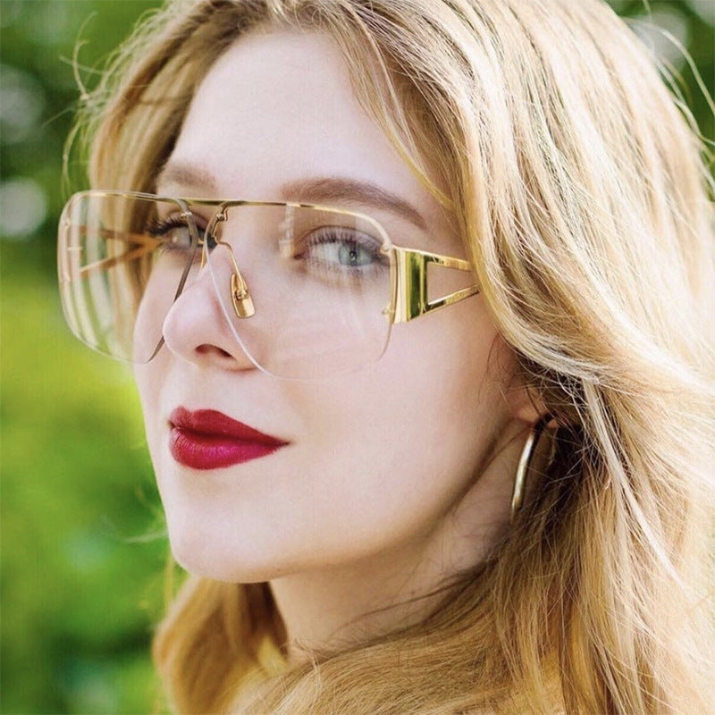 Fashion Retro Semi-rimless Square Sunglasses