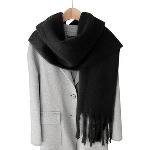 Mohair Idle Style Soft Fluffy Pure Color Warm Keeping Scarf