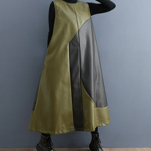Color Contrast Patchwork Simple Graceful Vest Skirt