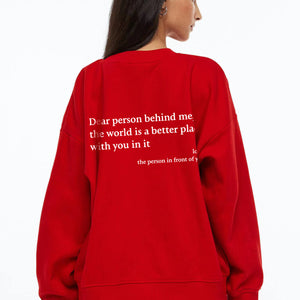Women's Fleece-lined Crew Neck Sweater Plain Slogan Printing Simple And Comfortable Solid Color