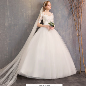 New Fashion Slim Fit Lace Mid Sleeve Plus Size Photo Studio Wedding Dress