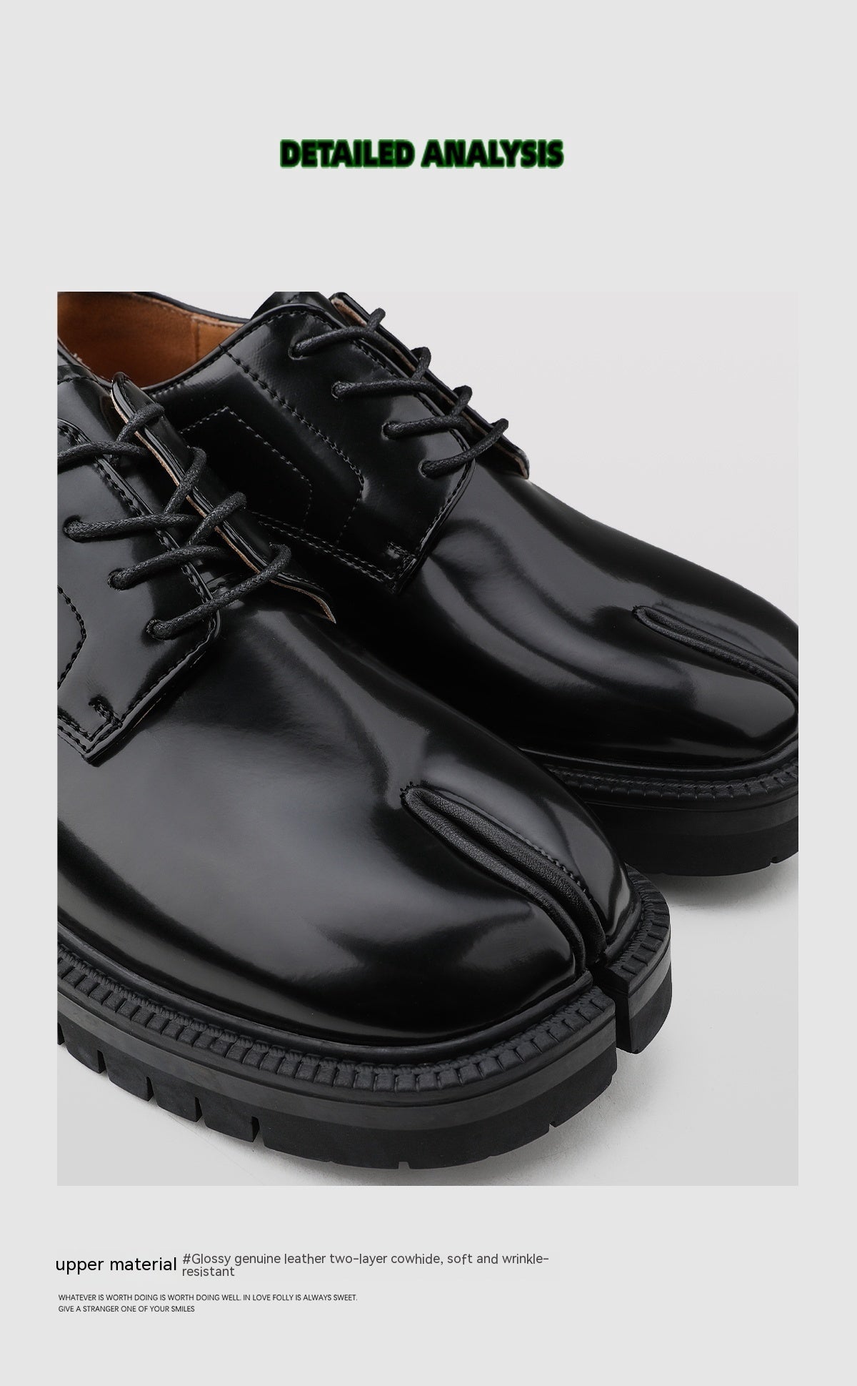Personalized Low Cut Thick Sole Casual Split Toe Leather Shoes