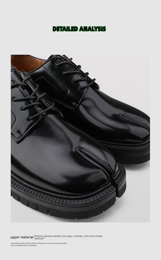Personalized Low Cut Thick Sole Casual Split Toe Leather Shoes