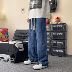 Ins High Street Fashion Brand Hong Kong Style Hip Hop Straight Loose-fitting Mopping Pants