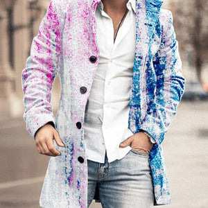 Men's Woolen Stand Collar Mid-length Trench Coat