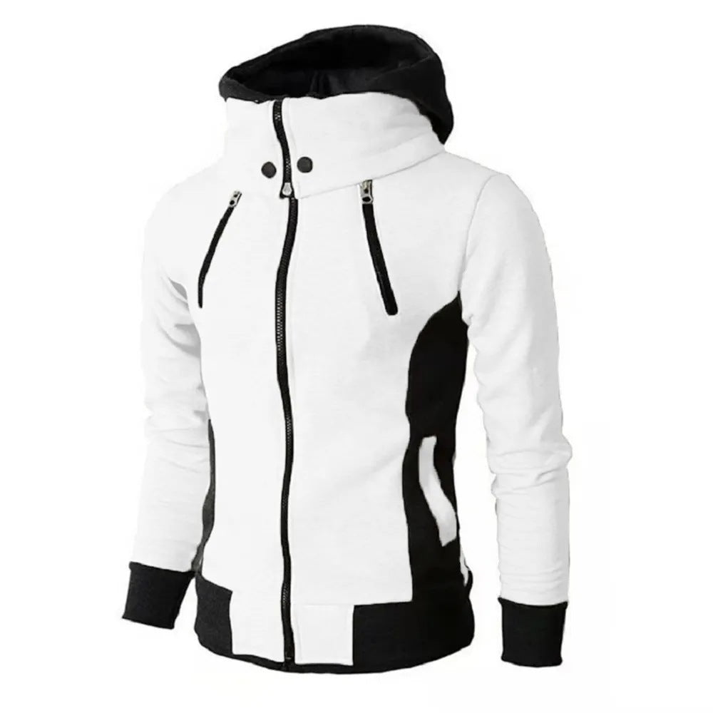 Men's Zip UP Hooded Jacket Two Piece Sports Cardigan Casual Slim Sweatshirt Jacket