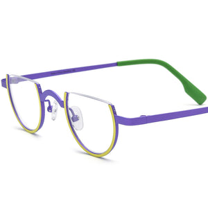Color Matching Pure Titanium Fashion Plain Glasses Square Semicircle Glasses Frame