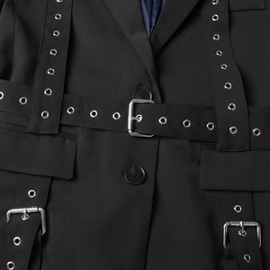 Fashionable Temperament Rivet Buckle Decorative Design Tight Waist Slimming Suit Coat Women's Suit