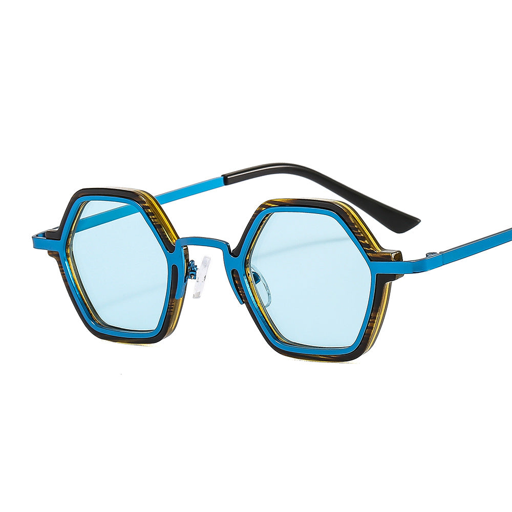 Punk Hip Hop New Sunglasses Personalized Small Frame Multi-edge Metal Mixed