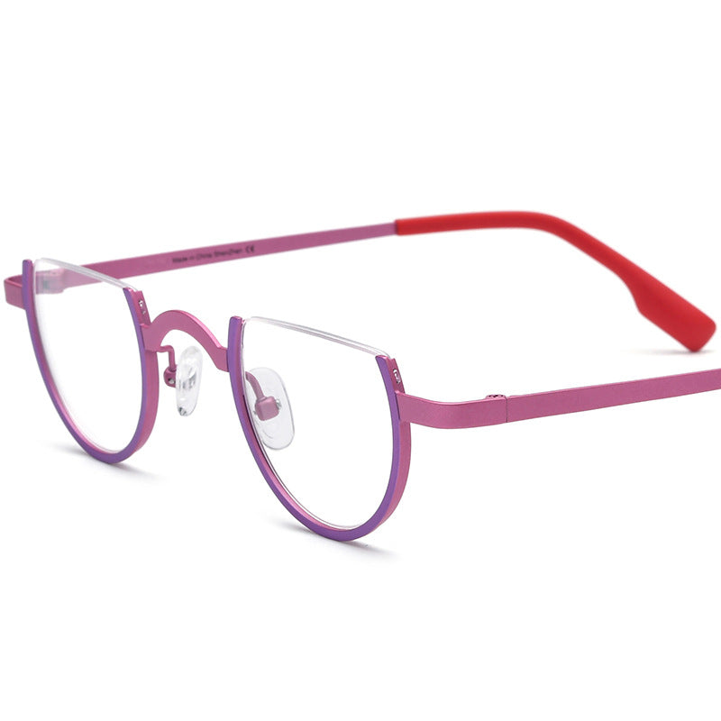 Color Matching Pure Titanium Fashion Plain Glasses Square Semicircle Glasses Frame