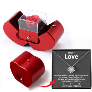 Fashion Jewelry Box Red Apple Christmas Gift Necklace Eternal Rose