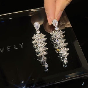 Sparkling Zircon Christmas Tree Drop Earrings For Women Trendy