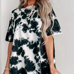 Tie-dye Sun Printed Loose T-shirt Women's Top