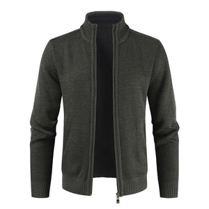 2023 Autumn New Men's Cardigan Coat Casual Stand Collar Solid Color Men's Knitwear