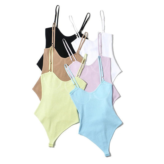 Sexy Round Neck Elastic Skinny Knit Jumpsuit Suspender