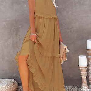 New Holiday Ruffled Long Dress Women