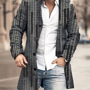 Men's Woolen Stand Collar Mid-length Trench Coat
