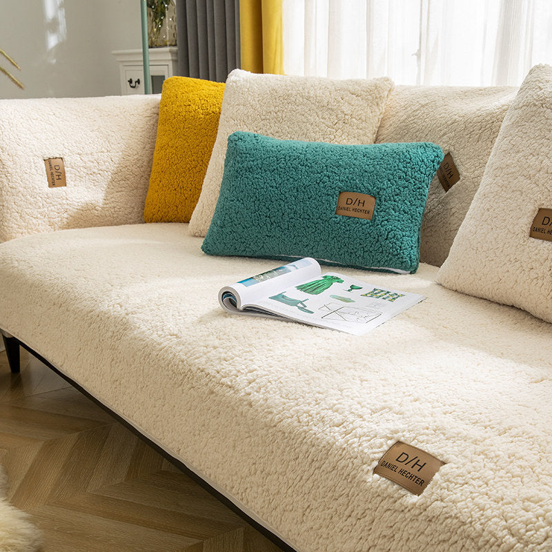 Winter Lamb Wool Sofa Towel Thicken Plush Soft And Smooth Sofa Covers
