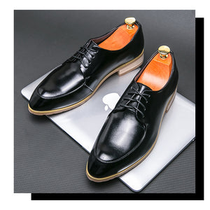Pointed Wooden Heel Bottom Business Casual Formal Wear Pumps