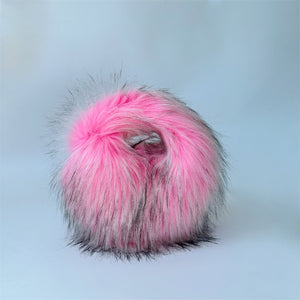 Artificial Raccoon Fur Ball Bag Plush Unique Punk Style Y2g
